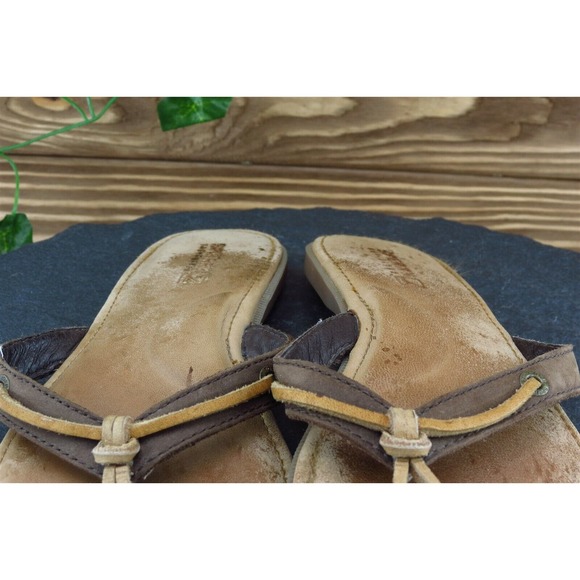Sperry Top-Sider Women's Size 7 Brown Leather Thong Flip Flop Sandals Casual - Picture 3 of 7